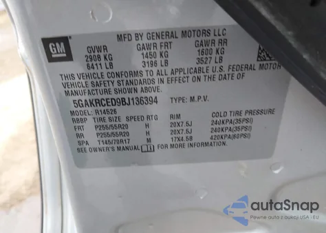 2011 Buick Enclave 2Xl from USA, damaged, VIN 5GAKRCED9BJ136394